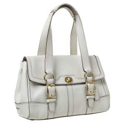 Pre Owned Coach Cream Leather Hampton Satchel