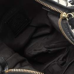 Pre Owned Coach Black/White Signature Canvas and Leather Tassel Hobo