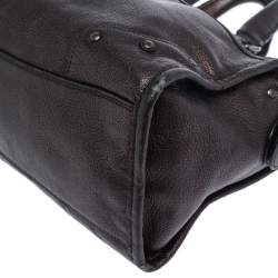 Pre Owned Coach Metallic Plum/Black Leather Rhyder Satchel