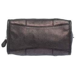 Pre Owned Coach Metallic Plum/Black Leather Rhyder Satchel