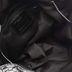 Coach Grey/Black Signature Canvas and Patent Leather Drawstring Shoulder Bag