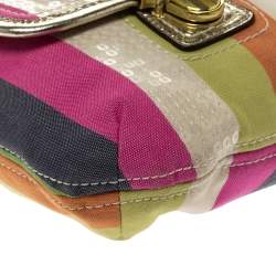 Coach Multicolor Canvas and Leather Sequin Stripe Hippie Legacy Hobo