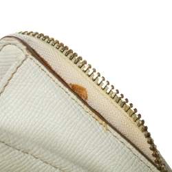  Coach Beige/Cream Signature Coated Canvas and Leather Accordion Zip Around Wallet