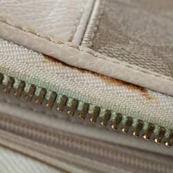  Coach Beige/Cream Signature Coated Canvas and Leather Accordion Zip Around Wallet