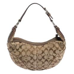 Coach Beige/Brown Signature Canvas and Leather Hobo