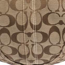 Coach Beige/Brown Signature Canvas and Leather Hobo