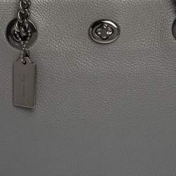 Coach Grey Leather Turnlock Chain Tote