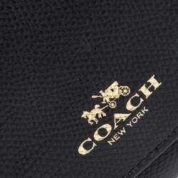 Coach Black Leather Trifold Compact Wallet
