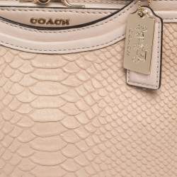 Pre Owned Coach Blush Pink Python Embossed Leather Madison Pinnacle Carrie Tote