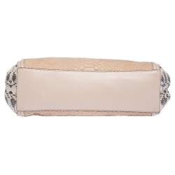 Pre Owned Coach Blush Pink Python Embossed Leather Madison Pinnacle Carrie Tote