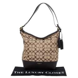 Coach Dark Brown/Beige Signature Canvas and Leather Legacy Hobo