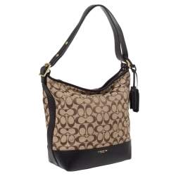 Coach Dark Brown/Beige Signature Canvas and Leather Legacy Hobo