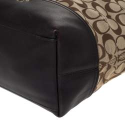 Coach Dark Brown/Beige Signature Canvas and Leather Legacy Hobo