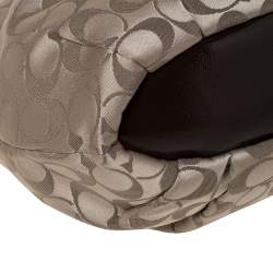 Coach Dark Brown/Beige Signature Canvas and Patent Leather Ashley North/South Satchel