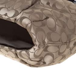 Coach Dark Brown/Beige Signature Canvas and Patent Leather Ashley North/South Satchel