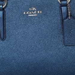 Coach Metallic Navy Blue Leather Mini Christie Carryall Satchel