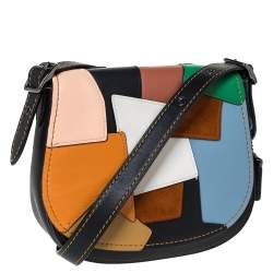 Coach Multicolor Leather and Suede Patchwork Saddle 23 Crossbody Bag