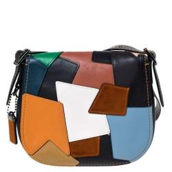 Coach Multicolor Leather and Suede Patchwork Saddle 23 Crossbody Bag