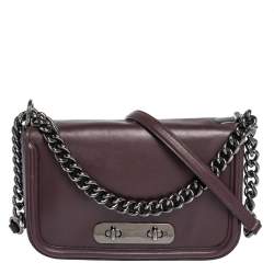 Pre Owned Coach Dark Burgundy Leather Swagger Shoulder Bag