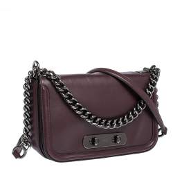 Pre Owned Coach Dark Burgundy Leather Swagger Shoulder Bag