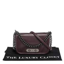 Pre Owned Coach Dark Burgundy Leather Swagger Shoulder Bag