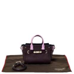 Pre Owned Coach Burgundy/Pink Leather Swagger 20 Carryall Top Handle Bag