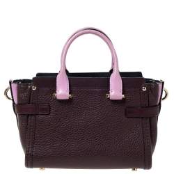 Pre Owned Coach Burgundy/Pink Leather Swagger 20 Carryall Top Handle Bag