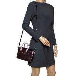 Pre Owned Coach Burgundy/Pink Leather Swagger 20 Carryall Top Handle Bag