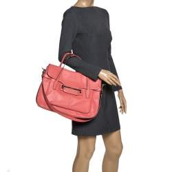 Coach Coral Orange Leather Taylor Marin Flap Satchel 