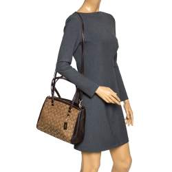 Coach Beige/Brown Canvass and Leather Etta Carryall Satchel