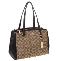 Coach Beige/Brown Canvass and Leather Etta Carryall Satchel