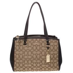 Coach Beige/Brown Canvass and Leather Etta Carryall Satchel