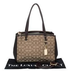 Coach Beige/Brown Canvass and Leather Etta Carryall Satchel