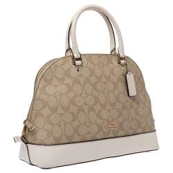 Pre Owned Coach Beige/Brown Coated Canvas and Leather Sierra Satchel