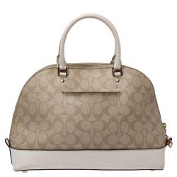 Pre Owned Coach Beige/Brown Coated Canvas and Leather Sierra Satchel
