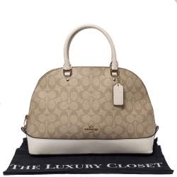 Pre Owned Coach Beige/Brown Coated Canvas and Leather Sierra Satchel