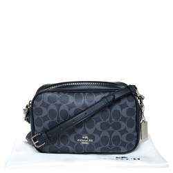 Coach Grey Coated Canvas and Leather Jes Double Zip Camera Crossbody Bag