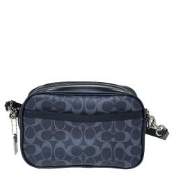 Coach Grey Coated Canvas and Leather Jes Double Zip Camera Crossbody Bag