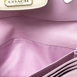 Pre Owned Coach Cream Signature Canvas and Leather Continental Wallet