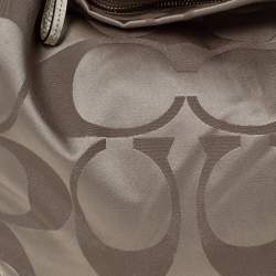 Coach Gold Signature Canvas and Patent Leather Carly Hobo