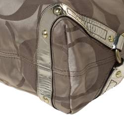 Coach Gold Signature Canvas and Patent Leather Carly Hobo