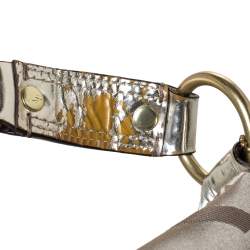 Coach Gold Signature Canvas and Patent Leather Carly Hobo