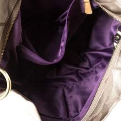 Coach Gold Signature Canvas and Patent Leather Carly Hobo