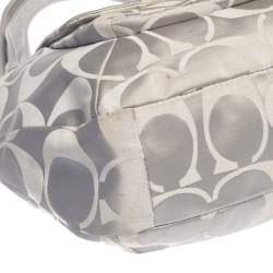 Coach Grey Signature Canvas and Lizard Embossed Leather Small Kristin Hobo