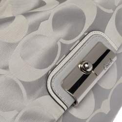 Coach Grey Signature Canvas and Lizard Embossed Leather Small Kristin Hobo