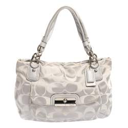 Coach Grey Signature Canvas and Lizard Embossed Leather Small Kristin Hobo  Coach | TLC