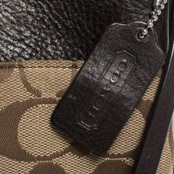 Coach Brown/Beige Signature Canvas and Leather Swingpack Crossbody Bag