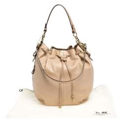 Coach Beige Leather Drawstring Hobo 
