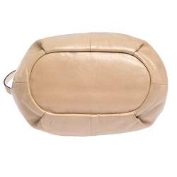 Coach Beige Leather Drawstring Hobo 