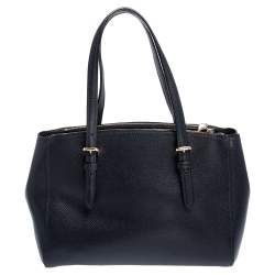 Coach Navy Blue Leather Turnlock Carryall Satchel